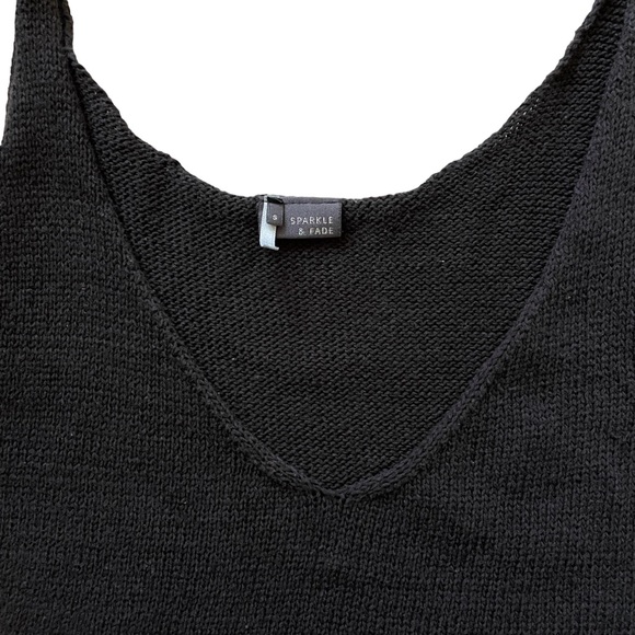 Urban Outfitters Sparkle & Fade Black V Neck Loose Fit Knit Tank Medium Large - Picture 2 of 4